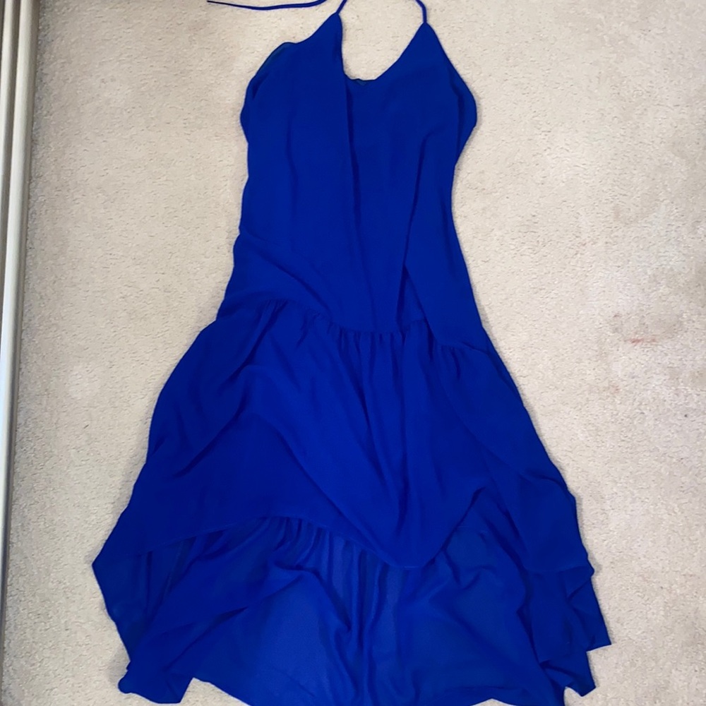 NWT gorgeous blue high low halter dress